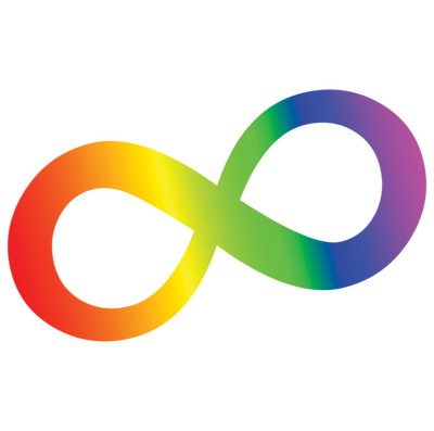 Infinity symbol filled with a rainbow gradient color scheme