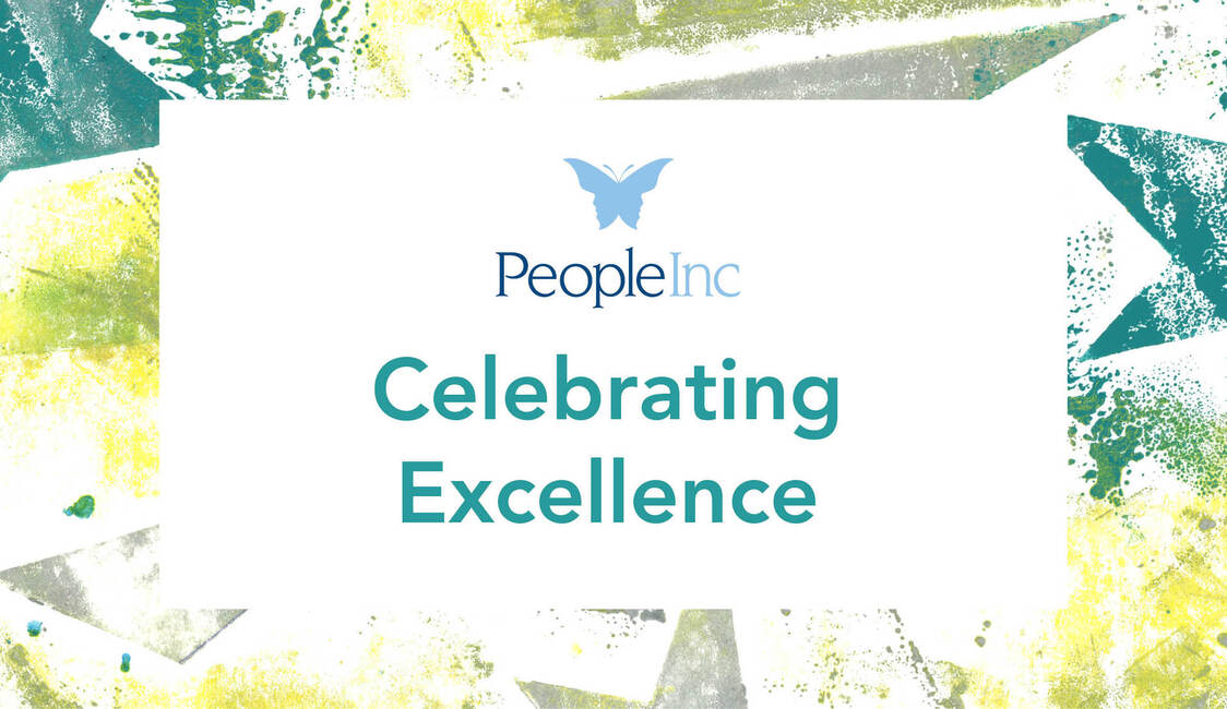 Yellow, green and gray stars background with People Inc. butterfly logo and title celebrating excellence