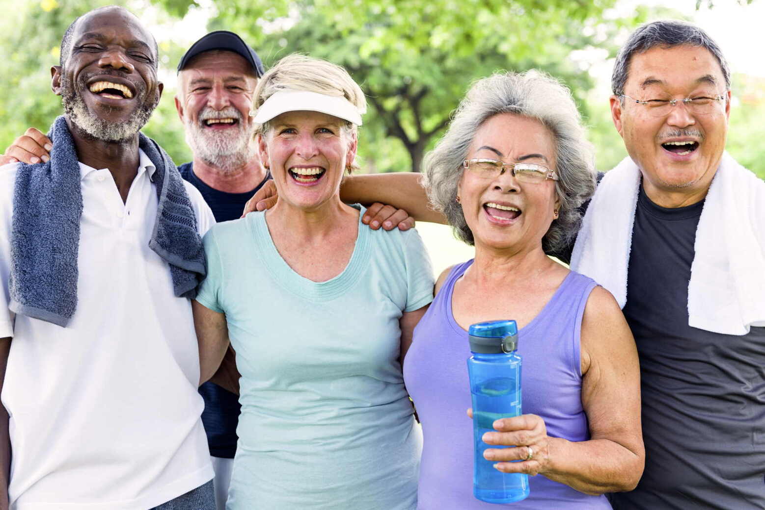 older active adults of multiple races smiling