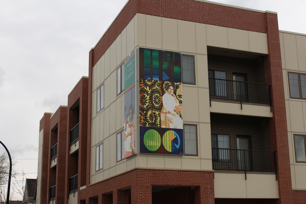 People Inc. Jefferson Avenue Apartments: Exterior 1 with mural