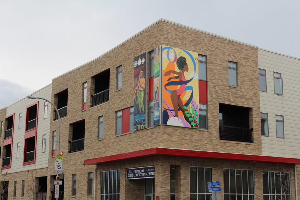 People Inc. Jefferson Avenue Apartments: Exterior 2 with mural